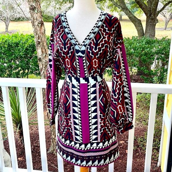 Marie Oliver Dresses & Skirts - Marie Oliver Ikat Long-Sleeve Dress